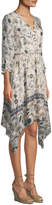 Thumbnail for your product : Shoshanna Jayne Floral-Print Silk Dress w/ Hankie Hem