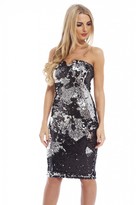 Thumbnail for your product : AX Paris Two Colour Way Sequin Boobtube Notch  Dress