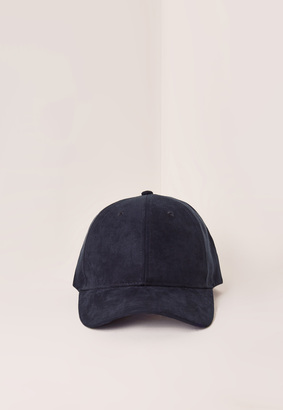 Missguided Navy Blue Faux Suede Baseball Cap