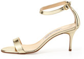 Thumbnail for your product : Manolo Blahnik Chaos Metallic Ankle-Wrap Sandal, Gold
