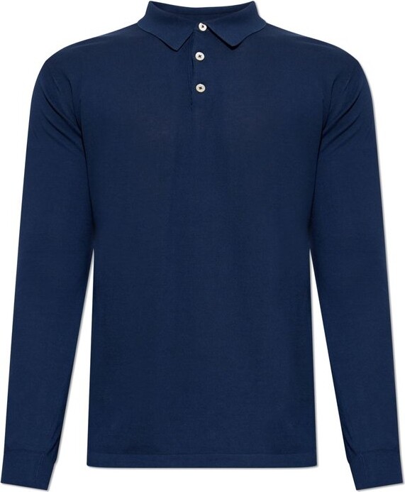 Eleventy Buttoned Long Sleeve Polo Shirt
