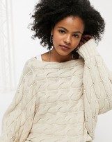 Thumbnail for your product : Selected cable knit jumper in cream
