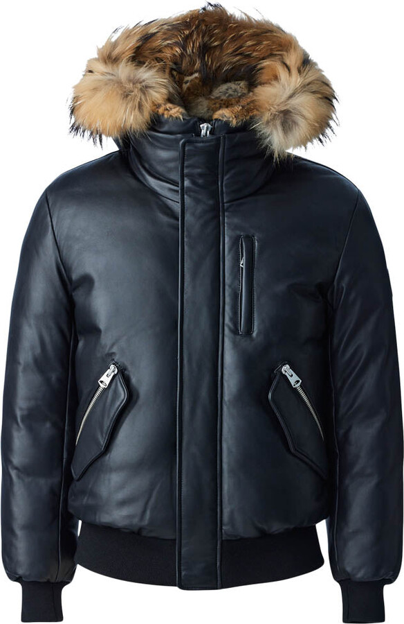 Mackage Glen 2-in-1 (r) Leather Bomber Jacket With Hooded Bib & Natural Fur  - ShopStyle