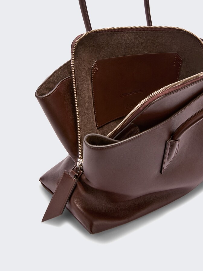 ATTICO 'la Passeggiata Medium' Top Handle Bag Dark Brown