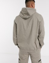 Thumbnail for your product : ASOS DESIGN co-ord woven hoodie in beige check