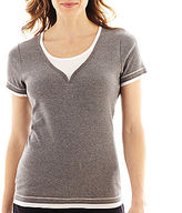 Thumbnail for your product : JCPenney Made For Life Short-Sleeve Layered Y-Neck Tee
