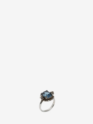 Alexander McQueen Blue Swarovski Crystal Ring