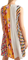Thumbnail for your product : MSGM Paneled Pleated Printed Crepe Mini Dress