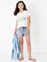 Thumbnail for your product : Marks and Spencer Pink Overdye Crochet Trim Denim Shorts (6-16 Yrs)