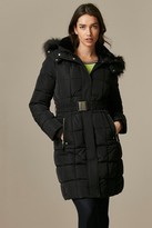 Thumbnail for your product : Wallis Black Faux Fur Collar Quilted Coat