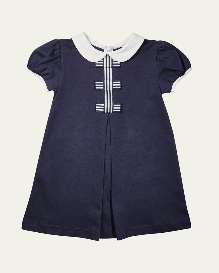 Florence Eiseman Girl's Knit Dress with Stripe Ribbon Bows, Size 2-6