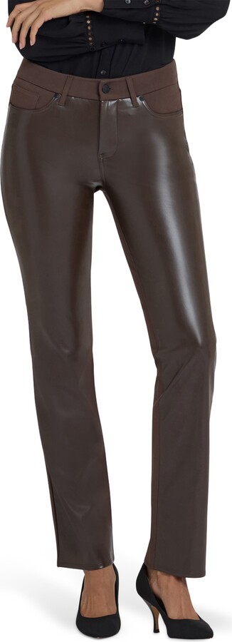NYDJ Marilyn Straight Leg Mixed Media Faux Leather Pants