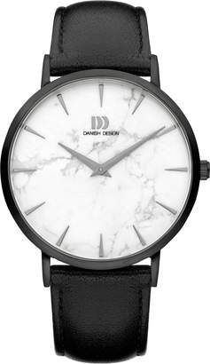 Danish Design Men's 40mm Black Leather Band IP Steel Case Quartz White Dial Analog Watch IQ52Q1217
