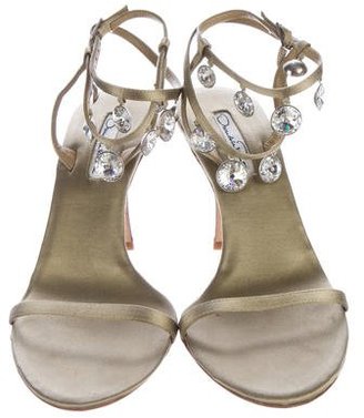Oscar de la Renta Satin Embellished Sandals