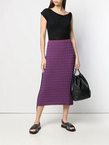 Thumbnail for your product : Jil Sander Check Knitted Midi Skirt