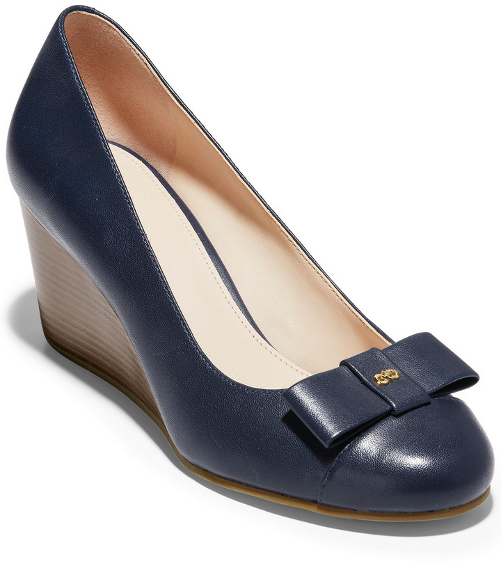 cole haan adair leather bow wedge
