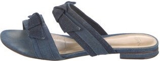 Alexandre Birman Denim Bow Accents Slides