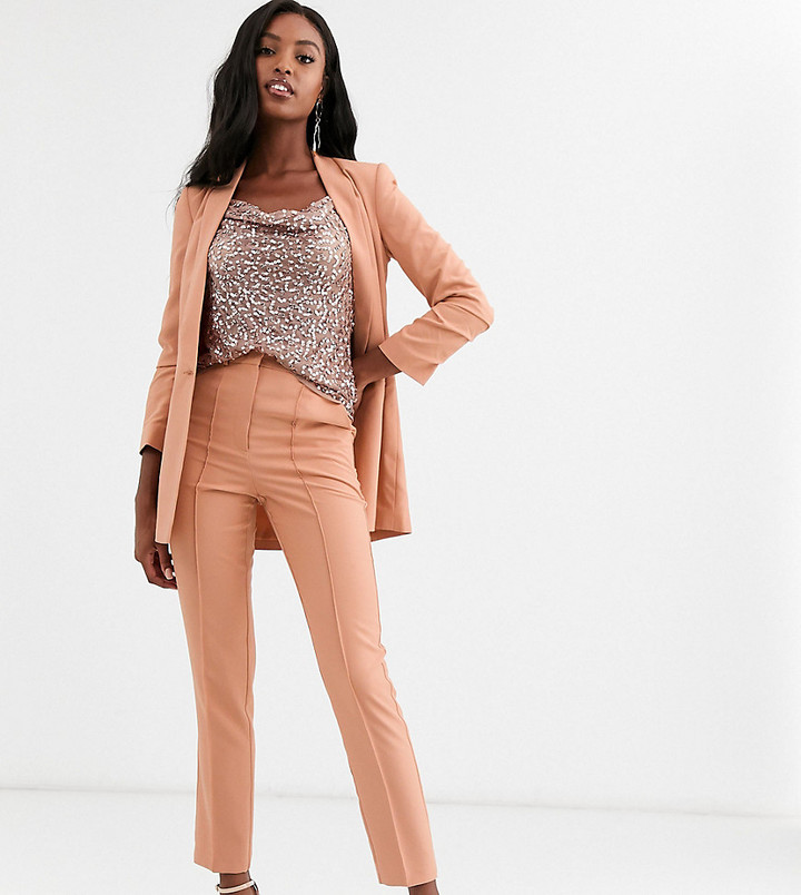 blush pink pants suit