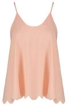 boohoo NEW Womens Scallop Split Back Cami in Polyester