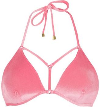 River Island Womens Pink velvet strappy triangle bikini top