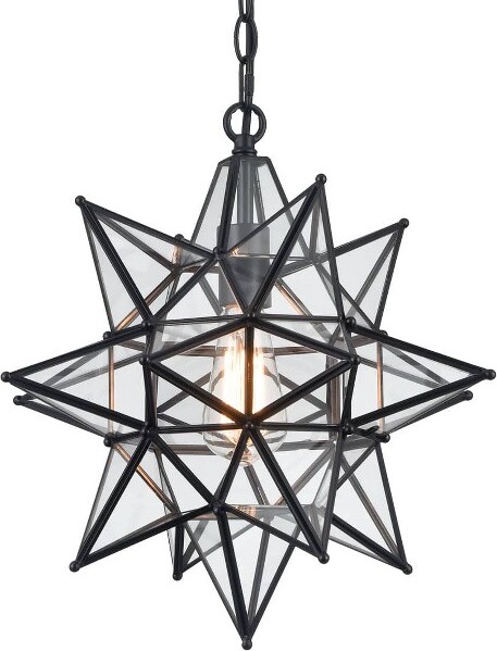 CLAXY Claxy16InchModernStarPendantLightBohoBlackHangingPendantLight