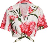 Cropped Carnation-Print Shirt 