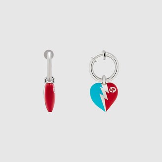 Gucci Interlocking G heart lightning charm earrings