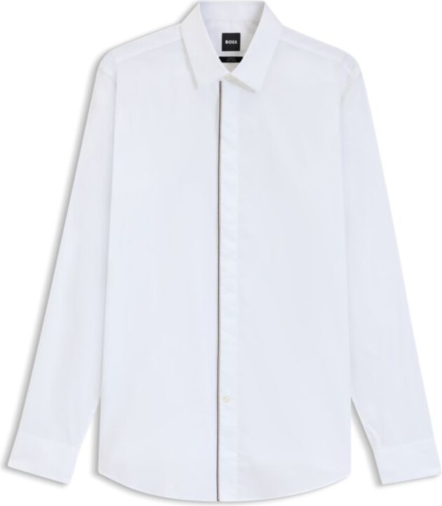 HUGO BOSS Slim-fit shirt in easy-iron Austrian cotton poplin