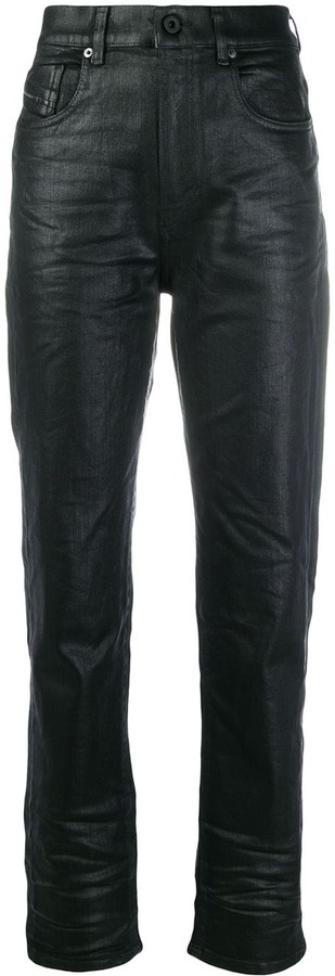 waxed high waist trousers