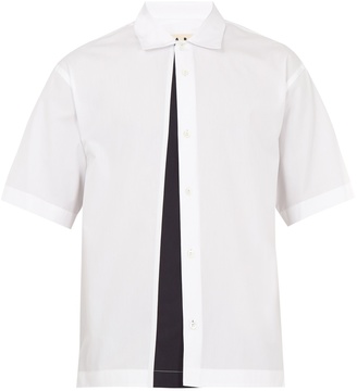 Marni Colour-block short-sleeved cotton shirt