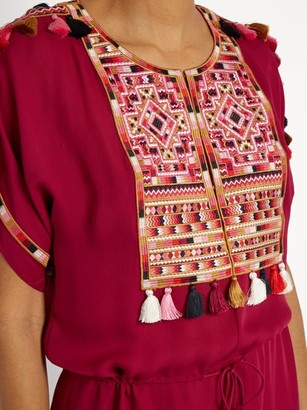 Figue Naya Embroidered Silk-georgette Dress - Pink