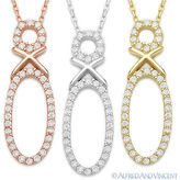 Thumbnail for your product : Xo Hugs And Kisses Charm Pendant Cubic Zirconia CZ .925 Sterling Silver Necklace