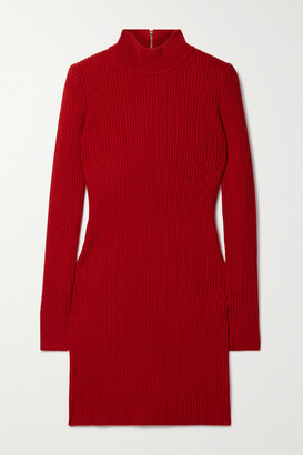 Michael Kors Collection Ribbed Cashmere Turtleneck Mini Dress - Red