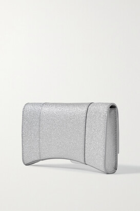 Balenciaga Hourglass Xs Glittered Leather Shoulder Bag - Silver