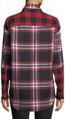 McQ Patchwork Tartan-Check Button-Front Shirt