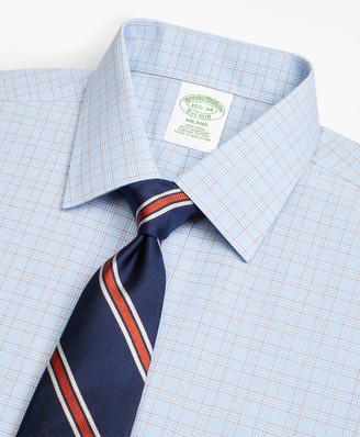 Brooks Brothers Milano Slim-Fit Dress Shirt, Non-Iron Plaid Framed Overcheck