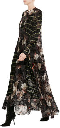 Preen by Thornton Bregazzi by Thornton Bregazzi Printed Silk Dress with Velvet