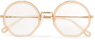 Chloé Tilda Round-frame Acetate And Gold-tone Optical Glasses - Beige