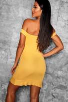 Thumbnail for your product : boohoo Off the Shoulder Frill Hem Bodycon Dress