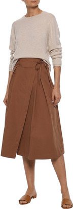 Iris & Ink Jade Wrap-effect Pleated Cotton-twill Skirt