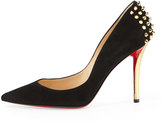 Thumbnail for your product : Christian Louboutin Zappa Suede Spiked-Heel Red Sole Pump, Black/Gold