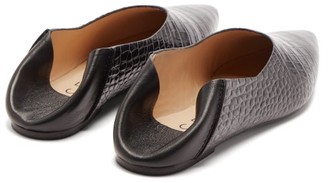 Joseph Crocodile-effect Leather Collapsible-heel Flats - Black
