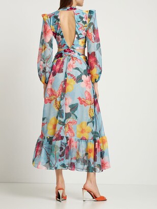 PatBO Hibiscus Printed Chiffon Long Dress