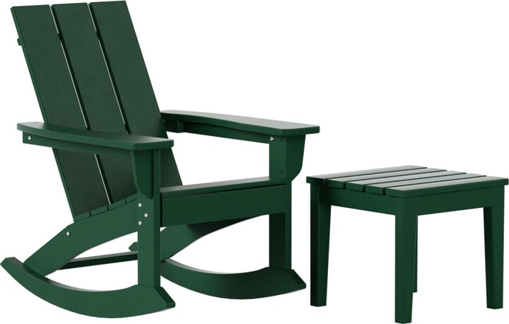WestinTrends Modern Adirondack Outdoor Rocking Chair with Side Table Set