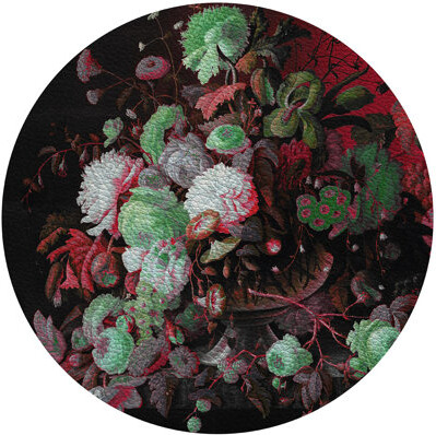 Nicolette Mayer Bird Nest Floral Vegan Leather Round Pebble Placemat