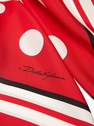 Dolce & Gabbana Polka Dot-print Silk-faille Scarf - Red