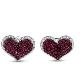 Effy 14k White Gold 2.58 Ct. Ruby & Diamond Heart Pendant & Earrings Set