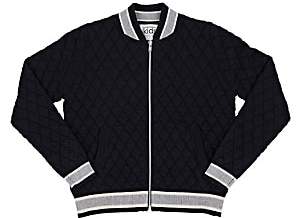 Autumn Cashmere Diamond-Quilted Knit Cotton-Blend Bomber Jacket-Navy