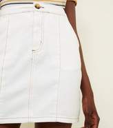 Thumbnail for your product : New Look Off White Contrast Stitch High Waist Denim Skirt