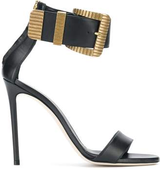 Grey Mer buckle ankle strap sandals
